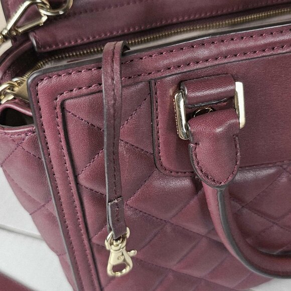 Michael Kors Burgundy Quilted Leather Medium Selma Satchel w/Crossbody Strap - Picture 7 of 15